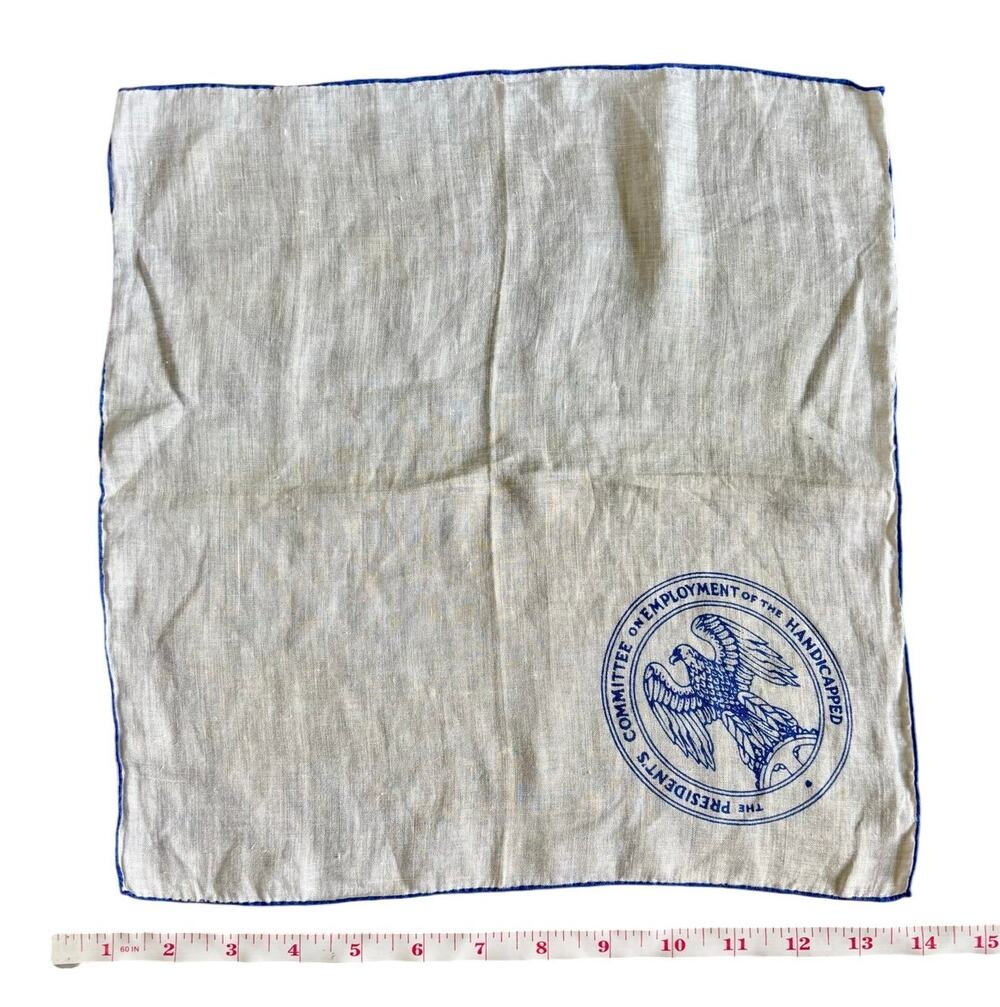 Vintage 1960s Presidential Committee Handkerchief White Cotton Memorabilia